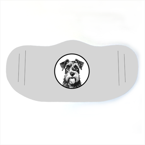 Schnauzer Dog Cameo Portrait (Grey) - face cover mask by Adam Regester