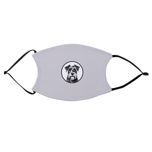Schnauzer Dog Cameo Portrait (Grey) - face cover mask by Adam Regester