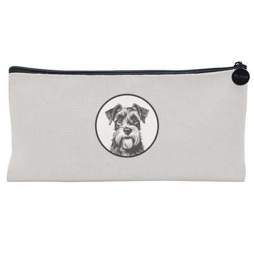 Schnauzer Dog Cameo Portrait (Grey) - flat pencil case by Adam Regester