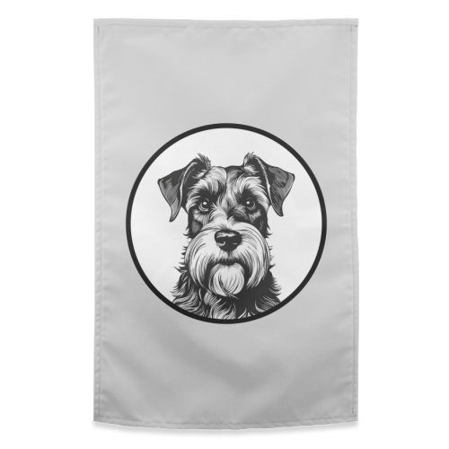 Schnauzer Dog Cameo Portrait (Grey) - funny tea towel by Adam Regester