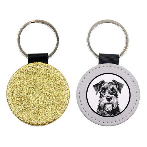 Schnauzer Dog Cameo Portrait (Grey) - keyring by Adam Regester