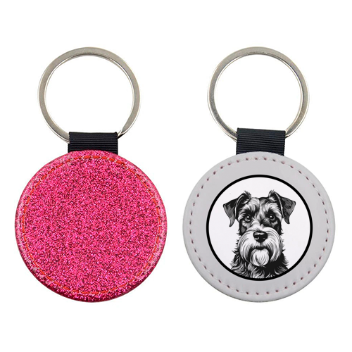 Schnauzer Dog Cameo Portrait (Grey) - keyring by Adam Regester