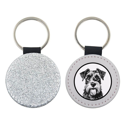 Schnauzer Dog Cameo Portrait (Grey) - keyring by Adam Regester
