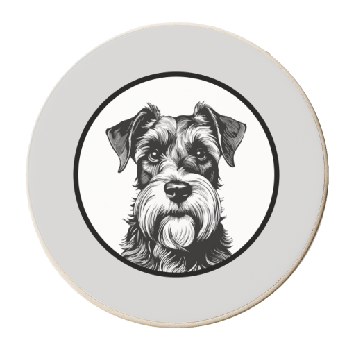 Schnauzer Dog Cameo Portrait (Grey) - personalised beer coaster by Adam Regester