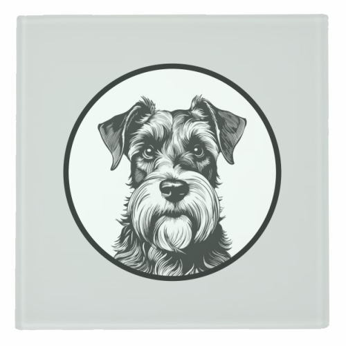 Schnauzer Dog Cameo Portrait (Grey) - personalised beer coaster by Adam Regester