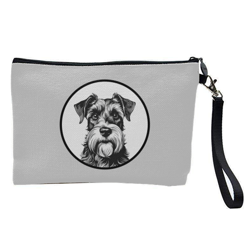 Schnauzer Dog Cameo Portrait (Grey) - pretty makeup bag by Adam Regester