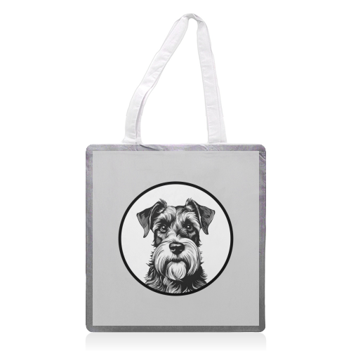 Schnauzer Dog Cameo Portrait (Grey) - printed canvas tote bag by Adam Regester