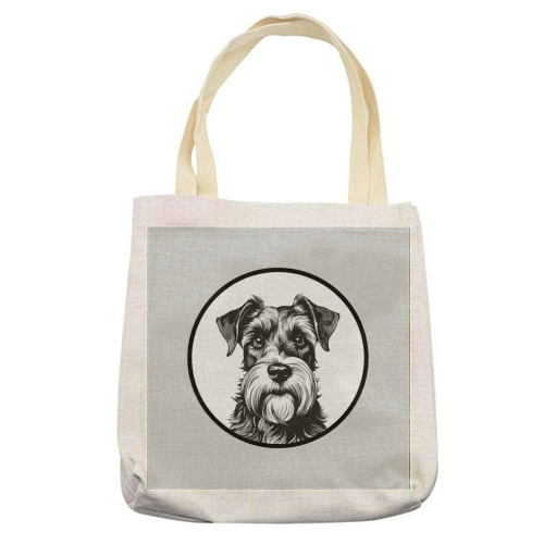 Schnauzer Dog Cameo Portrait (Grey) - printed canvas tote bag by Adam Regester