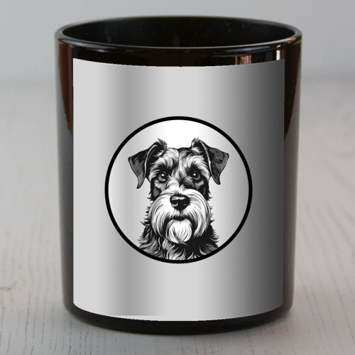 Schnauzer Dog Cameo Portrait (Grey) - scented candle by Adam Regester