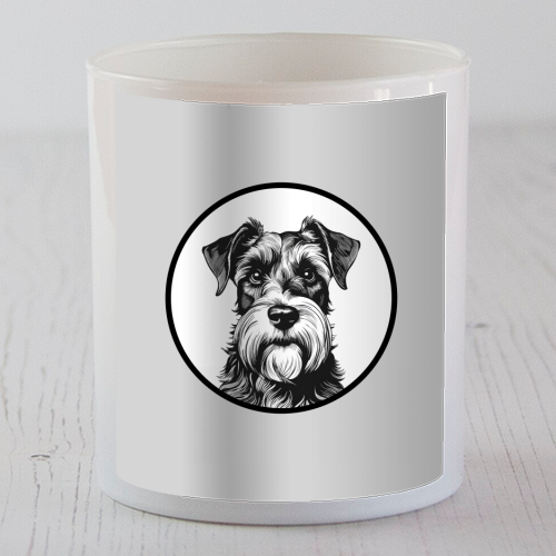 Schnauzer Dog Cameo Portrait (Grey) - scented candle by Adam Regester