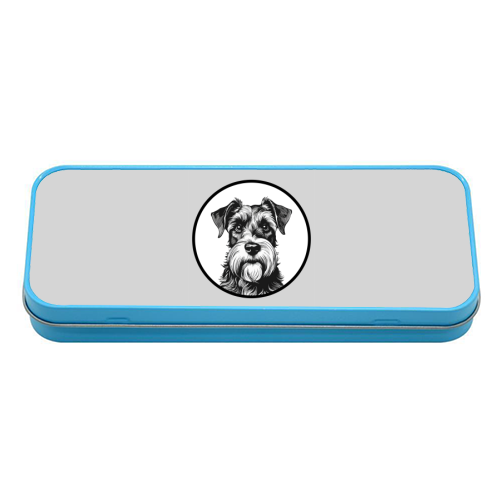 Schnauzer Dog Cameo Portrait (Grey) - tin pencil case by Adam Regester