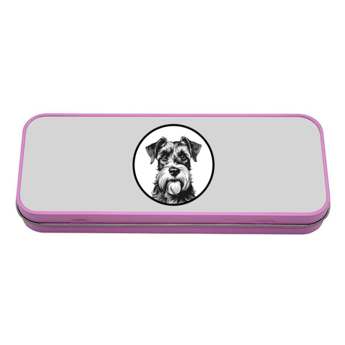 Schnauzer Dog Cameo Portrait (Grey) - tin pencil case by Adam Regester