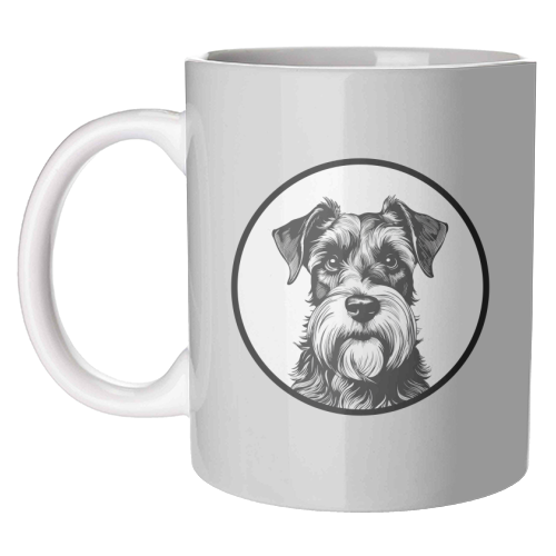 Schnauzer Dog Cameo Portrait (Grey) - unique mug by Adam Regester