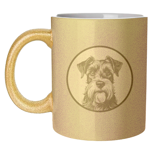 Schnauzer Dog Cameo Portrait (Grey) - unique mug by Adam Regester