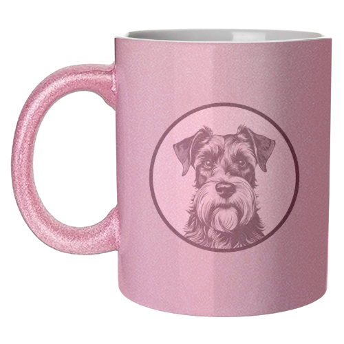 Schnauzer Dog Cameo Portrait (Grey) - unique mug by Adam Regester