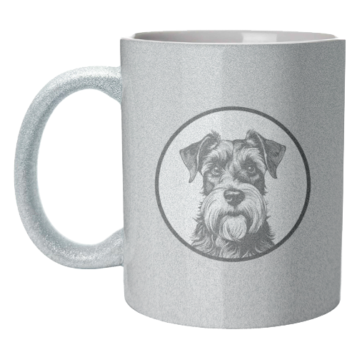 Schnauzer Dog Cameo Portrait (Grey) - unique mug by Adam Regester