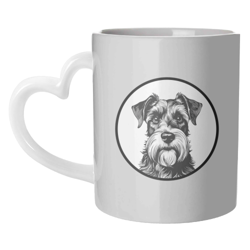 Schnauzer Dog Cameo Portrait (Grey) - unique mug by Adam Regester