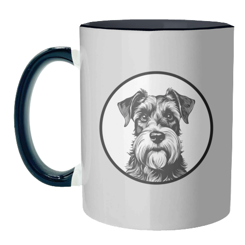 Schnauzer Dog Cameo Portrait (Grey) - unique mug by Adam Regester