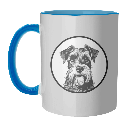 Schnauzer Dog Cameo Portrait (Grey) - unique mug by Adam Regester