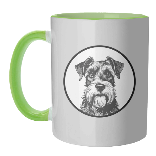 Schnauzer Dog Cameo Portrait (Grey) - unique mug by Adam Regester