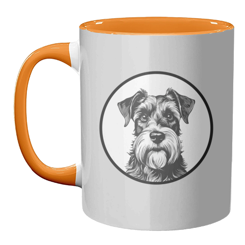 Schnauzer Dog Cameo Portrait (Grey) - unique mug by Adam Regester