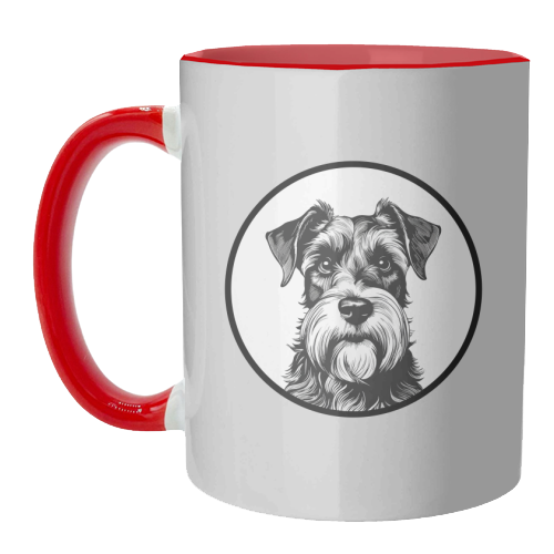 Schnauzer Dog Cameo Portrait (Grey) - unique mug by Adam Regester