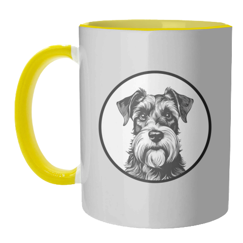 Schnauzer Dog Cameo Portrait (Grey) - unique mug by Adam Regester