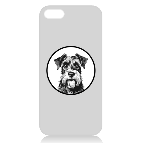 Schnauzer Dog Cameo Portrait (Grey) - unique phone case by Adam Regester
