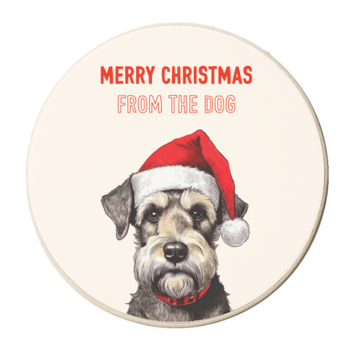Schnauzer Dog Christmas Greeting - personalised beer coaster by Adam Regester