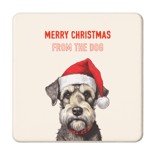 Schnauzer Dog Christmas Greeting - personalised beer coaster by Adam Regester