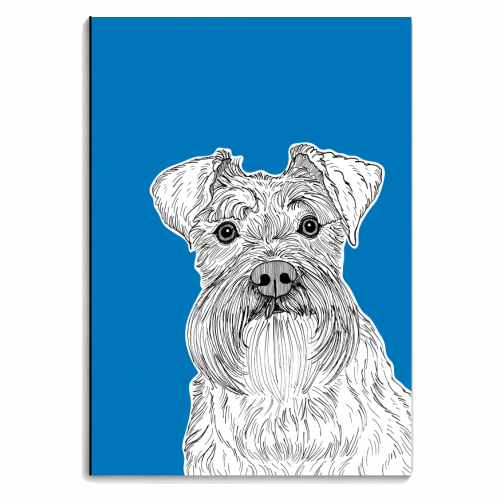 Schnauzer Dog Portrait ( blue background ) - personalised A4, A5, A6 notebook by Adam Regester