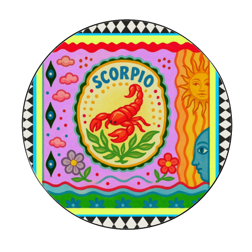 Scorpio star sign - Circle Sticker by Wallace Elizabeth