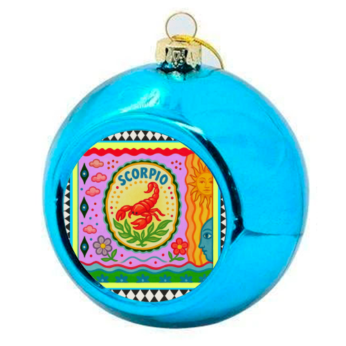 Scorpio star sign - colourful christmas bauble by Wallace Elizabeth
