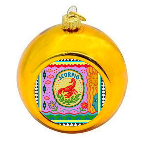 Scorpio star sign - colourful christmas bauble by Wallace Elizabeth