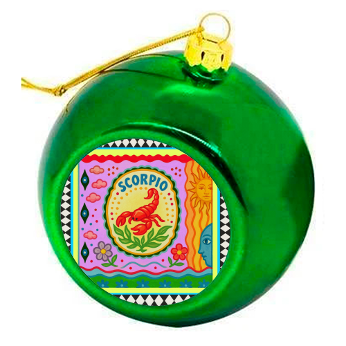 Scorpio star sign - colourful christmas bauble by Wallace Elizabeth