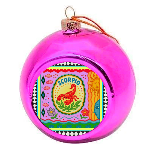 Scorpio star sign - colourful christmas bauble by Wallace Elizabeth