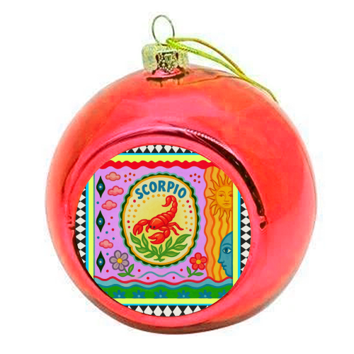 Scorpio star sign - colourful christmas bauble by Wallace Elizabeth