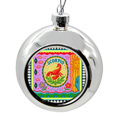 Scorpio star sign - colourful christmas bauble by Wallace Elizabeth