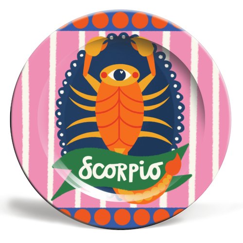 Scorpio Star Sign Design - ceramic dinner plate by AbiGoLucky