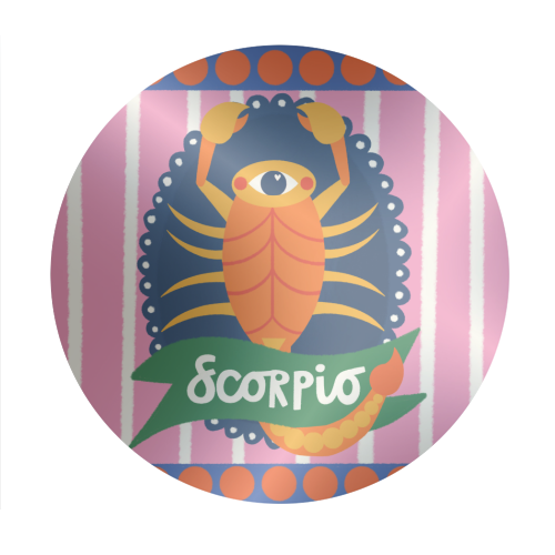 Scorpio Star Sign Design - Circle Sticker by AbiGoLucky