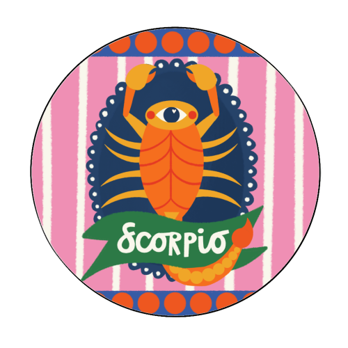 Scorpio Star Sign Design - Circle Sticker by AbiGoLucky