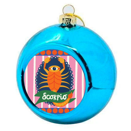 Scorpio Star Sign Design - colourful christmas bauble by AbiGoLucky