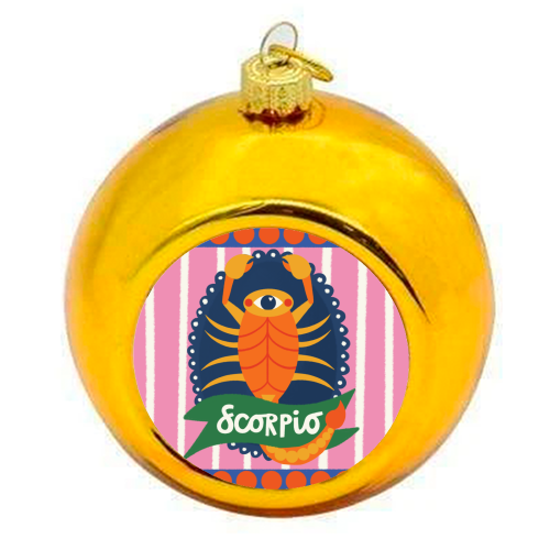Scorpio Star Sign Design - colourful christmas bauble by AbiGoLucky