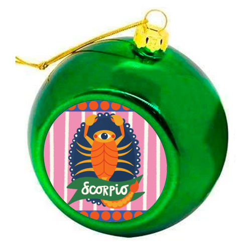 Scorpio Star Sign Design - colourful christmas bauble by AbiGoLucky