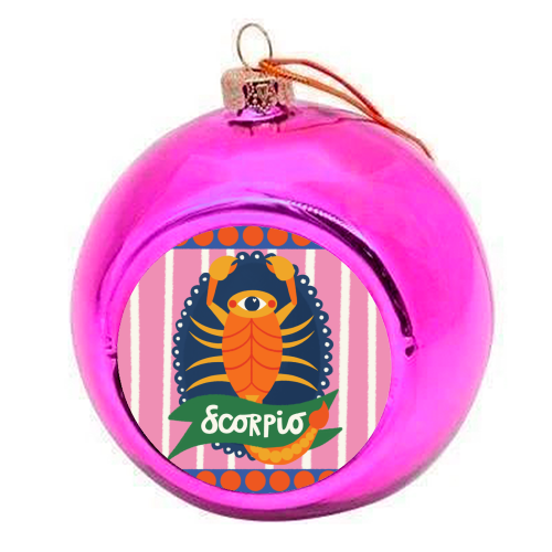 Scorpio Star Sign Design - colourful christmas bauble by AbiGoLucky