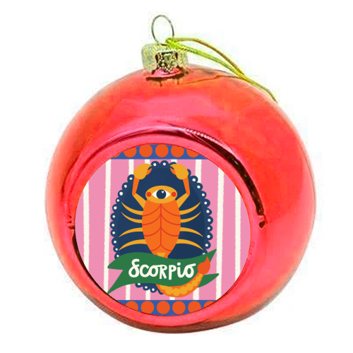 Scorpio Star Sign Design - colourful christmas bauble by AbiGoLucky
