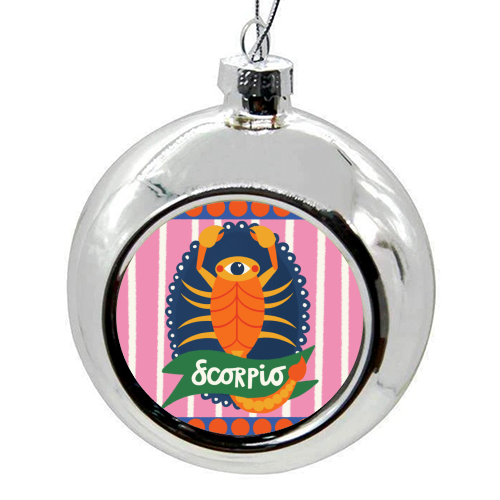 Scorpio Star Sign Design - colourful christmas bauble by AbiGoLucky