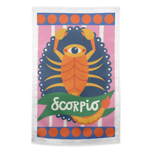 Scorpio Star Sign Design - funny tea towel by AbiGoLucky