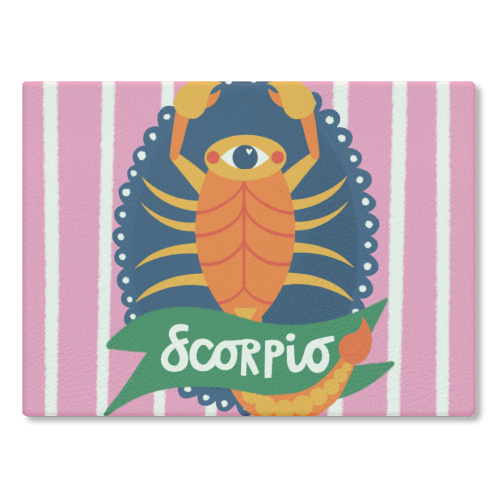 Scorpio Star Sign Design - glass chopping board by AbiGoLucky
