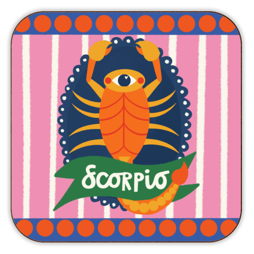 Scorpio Star Sign Design - personalised beer coaster by AbiGoLucky